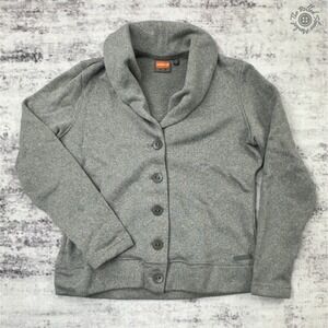 Merrell Button Front Cardigan Sweater Women's XL Gray Shawl Collar